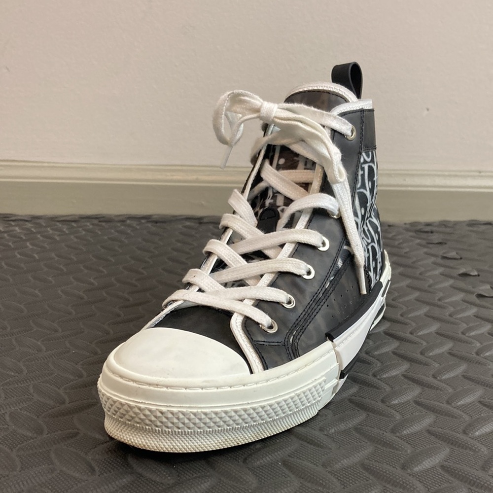 Dior B23 High Top Canvas Oblique Unisex Black White Size 40